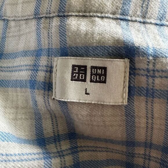 Uniqlo Blue and White Plaid Button Down Shirt - Picture 6 of 7